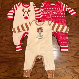 Lot of 3 Tesa Babe Holiday Rompers, Size 3-6 Months